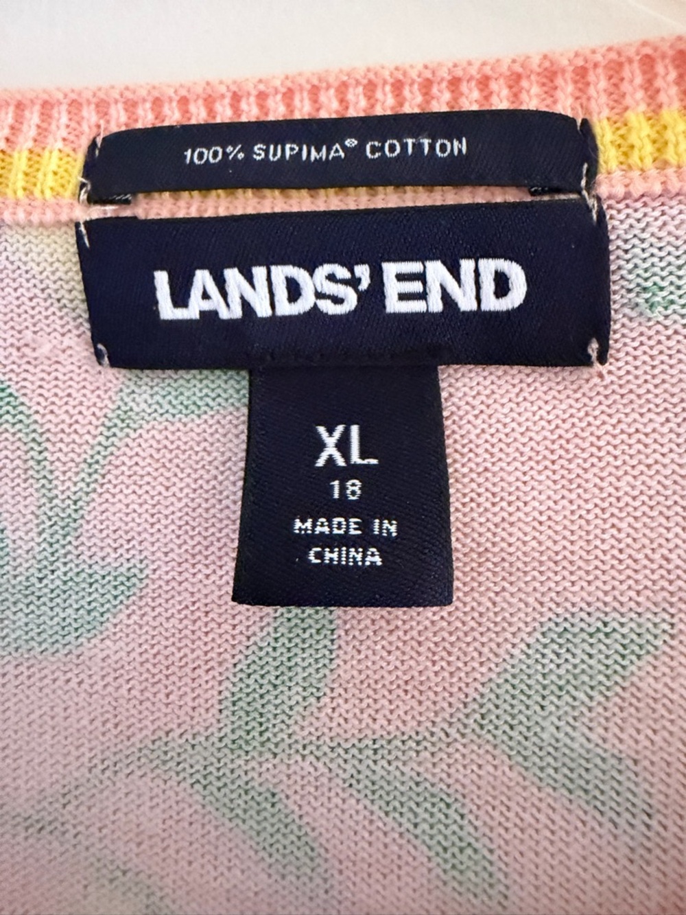 Lands' End Pastel Pink Lemon-Leaf Cardigan - Picture 2 of 3
